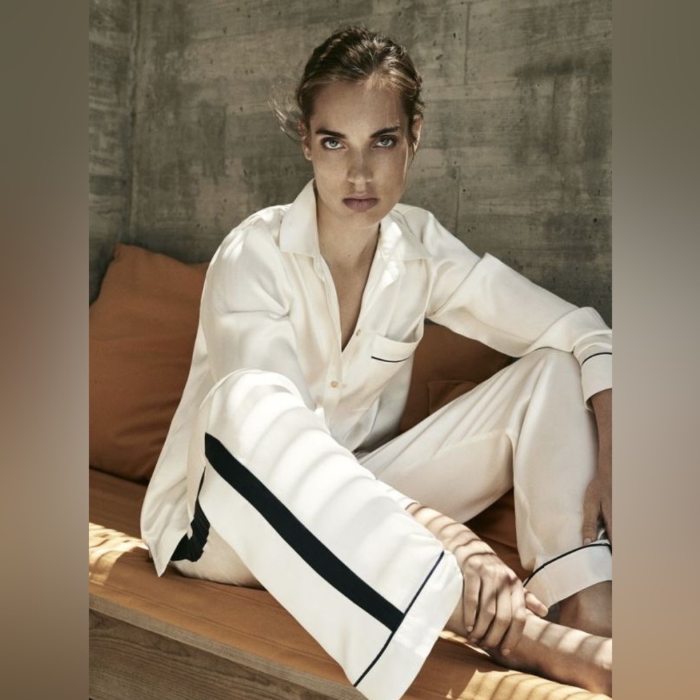 Asceno 100% Silk Pajama Top Small